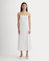 The Seamed Dress in Stretch Linen | White